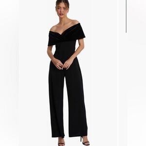 Velvet and Scuba Crepe Jumpsuit Bardot